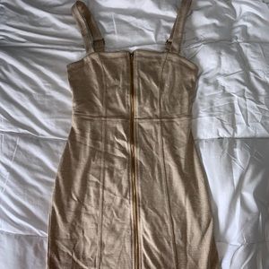 Forever 21 zipper front tan dress